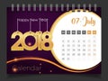 July 2018. Desk Calendar 2018