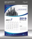 JULY Desk Calendar 2019 Template vector, flyer