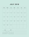 July 2018 desk calendar vector illustration