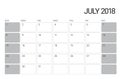 July 2018 desk calendar vector illustration