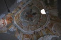 July 2019-The dome of the Daniel Pantonassa church, Cappadocia,Turkey with a fresco showing the Ascension of Jesus