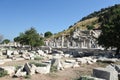 July 30,2022, Ephesus, Turkey. State Agora The Visitors Walking Through The Columns Of Curete Street.