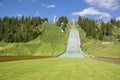 July 5, 2017, Famous skijump hills in Strbske pleso abandoned in summer season, High Tatras, Slovakia Royalty Free Stock Photo