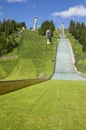 July 5, 2017, Famous skijump hills in Strbske pleso abandoned in summer season, High Tatras, Slovakia Royalty Free Stock Photo