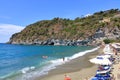 July 18 2021 - Forio, Ischia, Italy: landscape with sea, beach and harbor