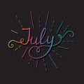 July - hand drawn lettering.