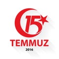 15 July, Happy Holidays Democracy Republic of Turkey celebration new logo banner, vector