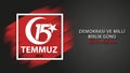 15 July, Happy Holidays Democracy Republic of Turkey celebration new logo banner, vector