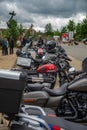 Motorcycles gather at the restaurant, on top of the mountain, in the Harz National Park, close to the Goslar city motorcycle