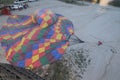 Hot air ballon landing after over cappadocia, Turkey