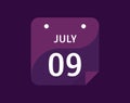 9 July, July 9 icon Single Day Calendar Vector illustration