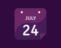 24 July, July 24 icon Single Day Calendar Vector illustration