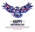 4 July Independence Day banner template with illustration of flying eagle. Patriotic symbols and abstract elements