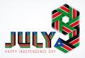 July 9, Independence Day of South Sudan congratulatory design with south sudanese flag elements. Vector illustration
