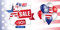 4 of july independence day USA with balloons & flag for sale banner Royalty Free Stock Photo