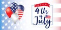 4 of July Independence day USA banner with balloons