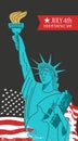 July 4 independence Day. Vector poster, greeting card. Statue of liberty with a torch in his hand on the background of the Royalty Free Stock Photo