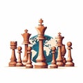 International Chess Day. Image of chess. World Chess Day. July 20. Side view. Closeup. White and Eartch on background Royalty Free Stock Photo