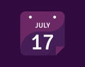 17 July, July 17 icon Single Day Calendar Vector illustration