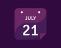 21 July, July 21 icon Single Day Calendar Vector illustration