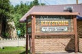 JULY 10 2018 - KEYSTONE, SOUTH DAKOTA: A sign welcomes visitors to Keystone, SD. Keystone is a popular place for tourists to eat Royalty Free Stock Photo