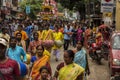 1at July, 2022, Kolkata, West Bengal, India: Kolkata Jagannath temple and Rath Yatra. Crowd participate in the Hindu chariot