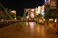 Beautiful Las Vegas night view the Eiffel tower down the strip. Royalty Free Stock Photo