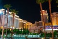 Beautiful Las Vegas night view the Eiffel tower down the strip. Royalty Free Stock Photo