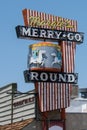 LONE PINE, CALIFORNIA: Vintage restaurant sign for Margie`s Merry Go Round restaurant