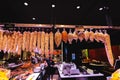 French saucisson sausages for sale at local market in Lyon