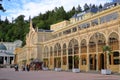 July 12 2020 Marianske Lazne/Marienbad / Czech Republic: the Main colonnade with Singing fountain - small west Bohemian spa town Royalty Free Stock Photo