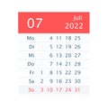2022 July Month Calendar. Germany version