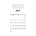2022 July Month Calendar