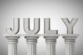 July month sign on a classic columns