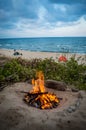 July morning fire near the Black sea Royalty Free Stock Photo