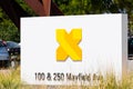 July 7, 2020 Mountain View / CA / USA - X sign displayed at the X Development LLC formerly Google X headquarters in Silicon Royalty Free Stock Photo