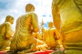 16 July 2020, Nakhon Nayok, Thailand: Golden Buddha statue at Phuttha Utthayan Makha Bucha Anusorn Buddhism Memorial Park,