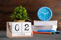 July 02nd. July 02 wooden cube calendar Royalty Free Stock Photo