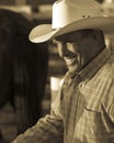 JULY 22, 2017 NORWOOD COLORADO - cowboy in plad shirt watches San Miguel Basin Rodeo, San Miguel. Cowboy Hat, Norwood Royalty Free Stock Photo