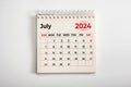 July 2024. One page of annual business monthly calendar on white background. reminder, business planning, appointment meeting and