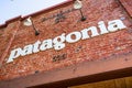 July 26, 2019 Palo Alto / CA / USA - Patagonia sign displayed above the entrance to the store located in downtown Palo Alto