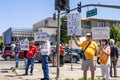 July 26, 2019 Palo Alto / CA / USA - People protesting on a street against the current policy of family separation Royalty Free Stock Photo