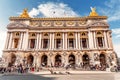 Facade of the Opera Garnier in the historic building of the Academy of music of Paris. Sights and