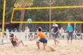 Outdoor open beach volleyball festival on the square near the town hall in Paris