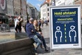 Police health corona virus warning for tourists in Copenhagen