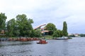 July 31 2023 - Potsdam, Brandenburg, Germany: Boat trip over Tiefer See to Berliner Vorstadt, a district of Potsdam on a cloudy