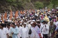 1 July 2016, Pune, India, Saint Dnyaneshwar Maharaj Palkhi with devotee and pilgrims during holy procession in Dive Ghat,