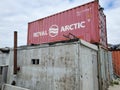 Royal Arctic shipping container stacked atop those converted to homes