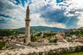 July 09, 2016: Rays of light in a minaret on the fortress of Travnik, Bosnia and Herzegovina