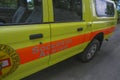 July 2021 Reggio Emilia, Italy: Special emergency car for saving people in the mountains. Soccorso Alpino